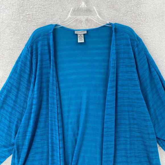 Catherines Cardigan Sweater Womens 3X‎ Blue 3/4 Sleeve Lightweight Open Cover Up - Picture 4 of 11